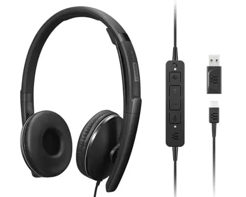 Lenovo 4XD1M45627 auscultador Auscultadores Com fios Fita de cabeça USB Type-C Preto