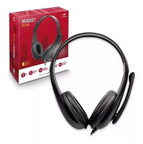 Headset C3 Tech c/Microfone USB Preto – PH-340BK